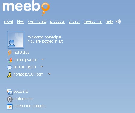 Meebo: pannello